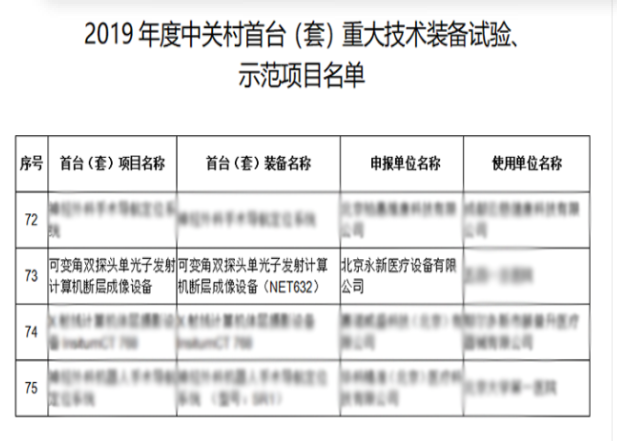 NET632型SPECT荣获中关村首台（套）重大技术装备项目